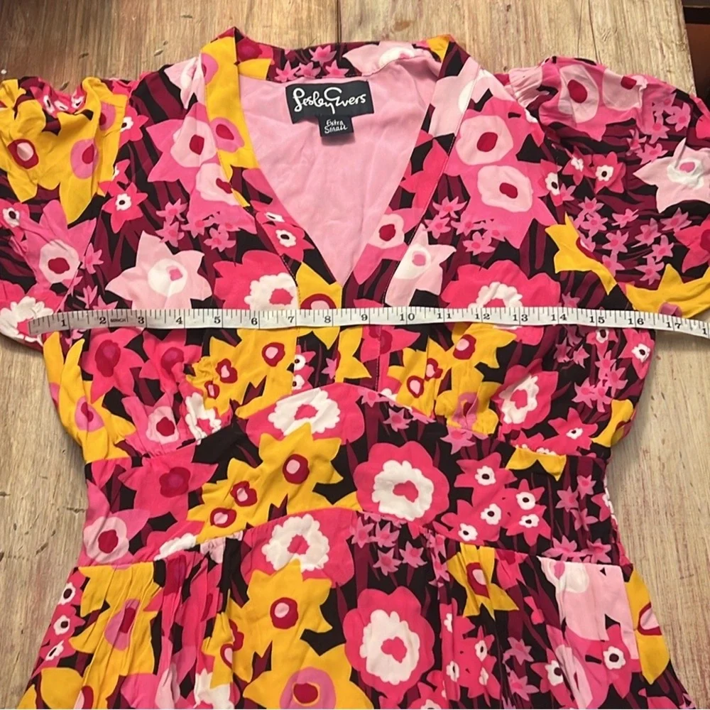 Lesley Evers,CAROLINE Daffodils Dress,Pockets, Lined, Pull-On, PERFECT,Size XS